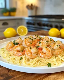 Deliziosa Scampi di Gamberi con Pasta Angel Hair