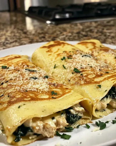 Deliziose Crepes Ripiene di Pollo e Spinaci