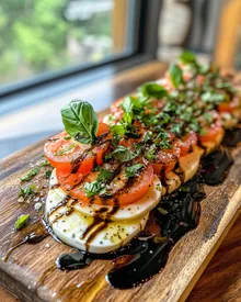 Insalata Caprese deliziosa con glassa di aceto balsamico