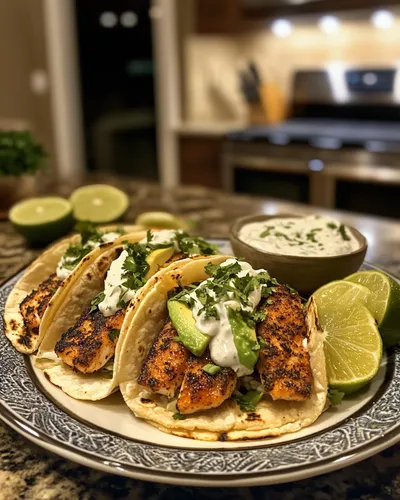 Tacos di pesce annerito deliziosi