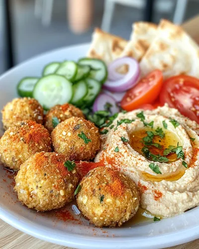 Falafel deliziosi con hummus e pita