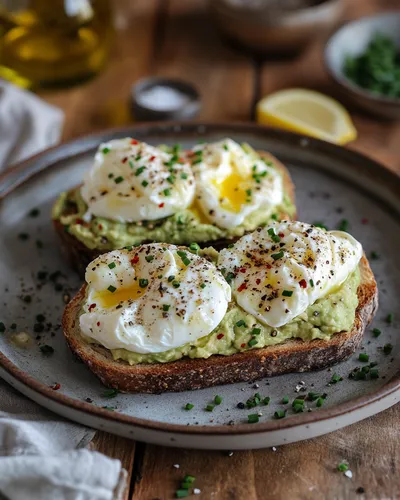 Toast di Avocado Delizioso con Uova in Camicia