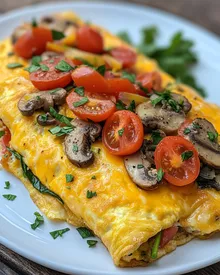 Omelette deliziosa ripiena di verdure