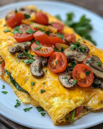 Omelette deliziosa ripiena di verdure