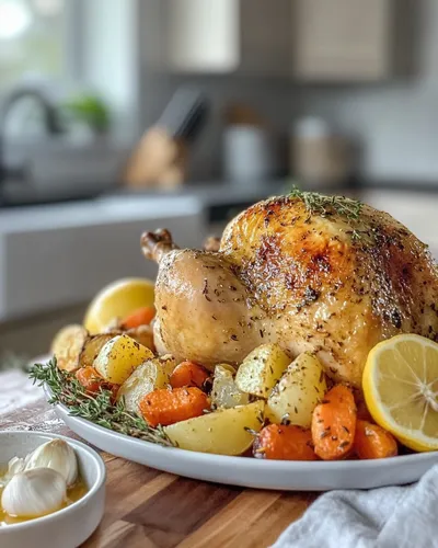 Pollo arrosto al limone e aglio piccante